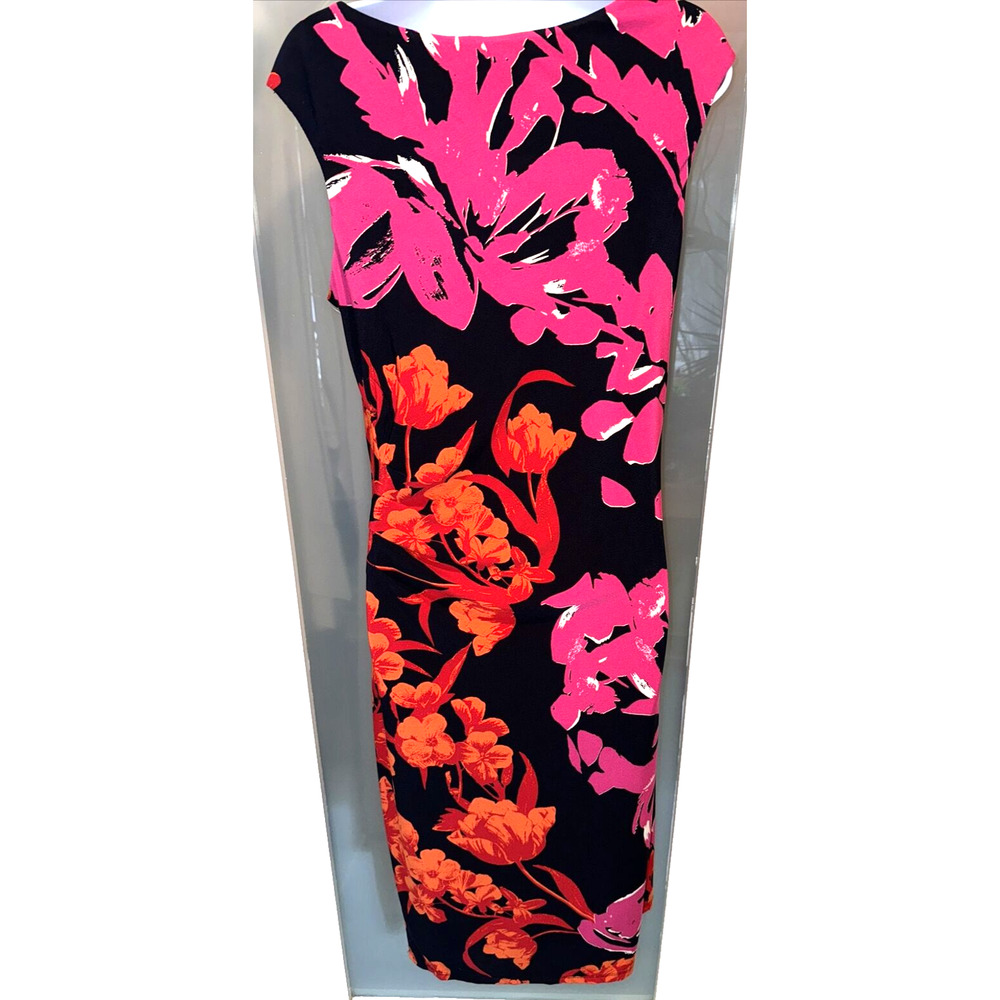 Glamour Floral Dress Sleeveless Sexy Knee length Size 10 Stretchy Rushed Holiday